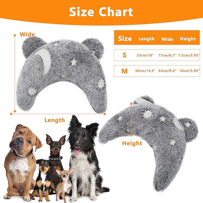 Pet Calming Pillow for Dogs, Soft U-Shaped Pillow Glow in The Dark, Joint Relief, Sleep Comfortably,Suit for Small, Medium, Large Dogs, Fluffy Pet Neck Pillow (S-Gray)