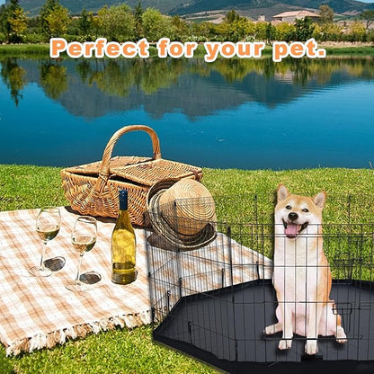 Dog Playpen Bottom Pad/Top Cover,[Playpen Not Included !!!] Octagon Playpen Kennel Cover,Playpen Cover for Pets,Leak-Proof and Easy to Clean.Suitable for Metal 8 Plate Fence 24 inch Pet Pen Cover.