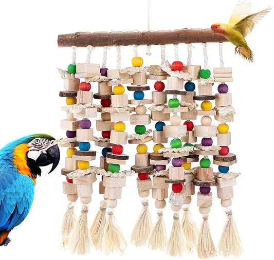 Large Bird Parrot Toys,Multicolored Natural Macaws Toy Bird Chewing Toy for Cokatoos African Grey and Large Medium Birds