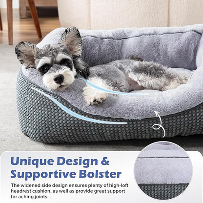 INVENHO Dog Beds for Small Medium Dogs Washable, Calming Dog Bed Small Size Dog, Orthopedic Dog Bed, Warming Soft Calming Sleeping Puppy Bed Durable Pet Bed with Anti-Slip Bottom S Plus(25"x21"x8")