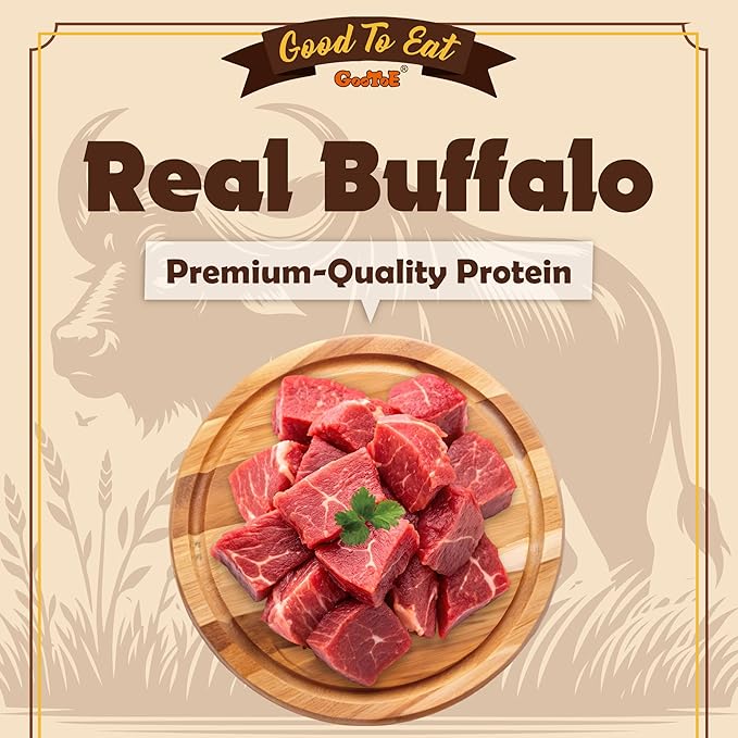 Gootoe Buffalo Dog Treats, Buffalo Bites Stick (Large) 8oz - Natural Low-Fat Chews for Training & Rewards, Limited Ingredient, Perfect for Medium Dogs, Resealable Bag