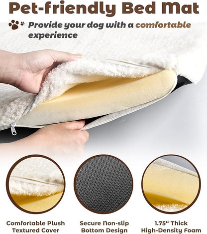 Dog Crate Furniture, 32 inch Medium Dog Crates with Bed Mat, Wooden Dog Kennel Furniture, End Side Table Dog Cage with 3 Doors, Greige