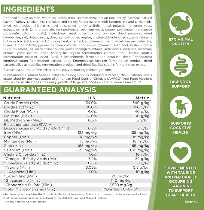 NutriSource Element Series Coastal Plains Dry Dog Food, Turkey, Salmon, and Whitefish, 24LB