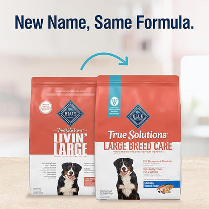 Blue Buffalo True Solutions Large Breed Care Natural Dry Dog Food for Adult Large Breed Dogs, Chicken, 24-lb. Bag