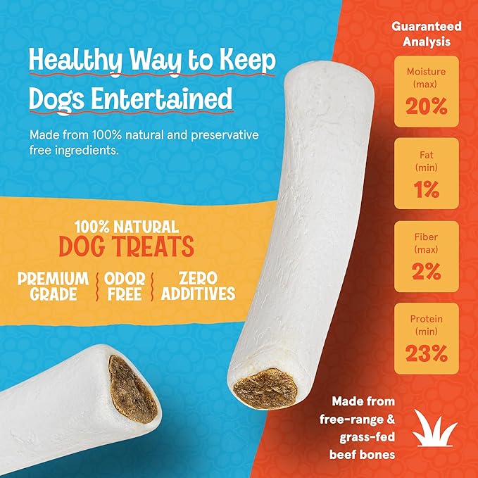 Bully Stick Stuffed Dog Bones - 5-6 Inch Long Dog Treats - Natural Stuffed Dental Dog Bone Treats for Dogs - 3 Pack
