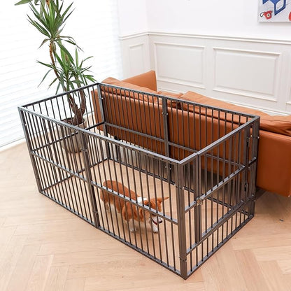 Dog Playpen - 32" Height Dog Pen, Heavy Duty Puppy Pen with Door, Safe & Sturdy, Easy Assemble for Indoor/Outdoor Pet Playpen (Door Panel, Grey)