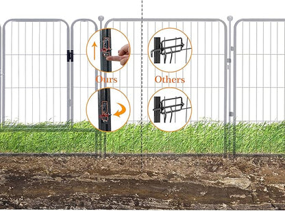 Dog Playpen,32/40/45 Inch Height in Heavy Duty, Folding Indoor Outdoor Anti-Rust Dog Exercise Fence, Portable Pet Playpen with Door for Large Medium Small Dogs and Pet (32 Panels, 32 Inch) Silver