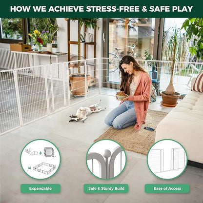 FXW Homeplus Dog Playpen for Indoor Use - Stress-Free and Safe Play, Heavy Duty 45 Inch 6 Panels Dog Pen for Large Dogs, White_atented