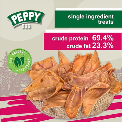 Half Pig Ears 15 pcs | Natural Chews | Single Ingredient Treats | Rawhide Alternative | Grain-Free | Dental Snack for Pets
