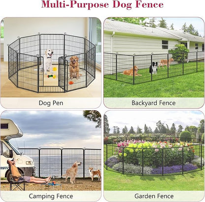 Dog Playpen 40 inch Dog Fence for Outdoor Indoor Use Heavy Duty Metal Dog Pen for Large Dogs, Rustproof Pet Playpen Portable Pet Fence Outdoor for Yard, RV Camping, Customizable, 42 Panels