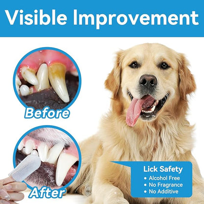 Netrue Dog Teeth Cleaning Wipes, Dog Dental Cleaning Finger Wipes for Dogs Teeth，Dog Tooth Wipes- Reduces Plaque & Freshens Breath (60 Count)