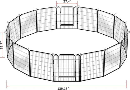 16 Panel Dog Playpen,Heavy Duty Metal Outdoor Indoor Dog Playpen for Puppies and Small Animals,Black