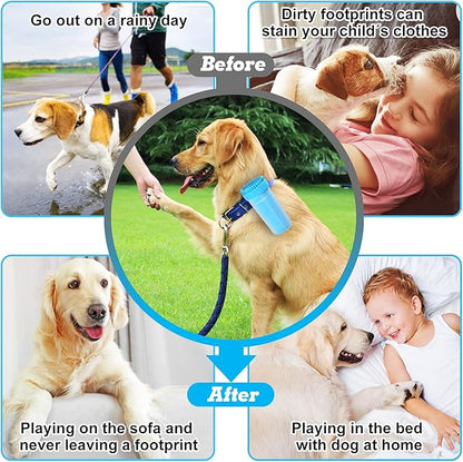 Dog Paw Cleaner,ALLYGOODS Portable Pet Feet Washer Cup Cleaners with Soft Silicone Bristles Grooming Supplies for Medium Large Dogs Includes Bath Brush and Towel BPA Free Durable