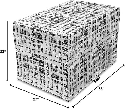 Ambesonne Black and White Dog Crate Cover, Watercolor Stained Pattern Tie Dye Digital Print Shibori Inspired Hippie, Easy to Use Pet Kennel Cover for Medium Large Dogs, 36 Inch, White Black