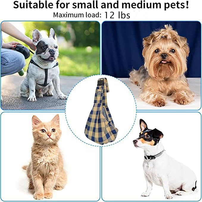 Dog Slings for Small Dogs,Adjustable Puppy Cat Sling Mesh Hands Free Chest Bag Escape Proof for Small Pet 10lbs Daily Walk,Outdoor Activity (Khaki)