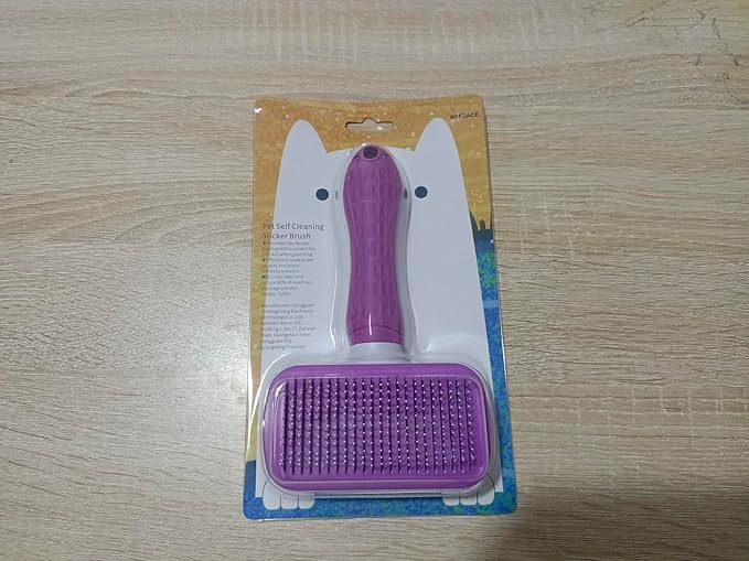ACE2ACE Self-Cleaning Slicker Brush for Long and Short Pet Fur - Removes Hair With One Button
