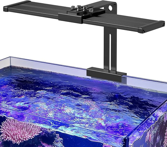 hygger LED Saltwater Aquarium Light, 24/7 Mode Nano Tank Reef Light for Coral, Refugium Light with White, Blue, U-V LEDs Dimmer Timer Moonlight Mounting Bracket 2 Metal Legs 21'' Long 35W