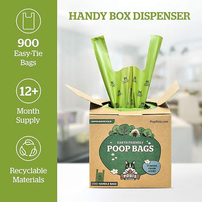 Pogi's 900 Dog Poop Bags w/Handles and 100 Plant-based Grooming Wipes Bundle