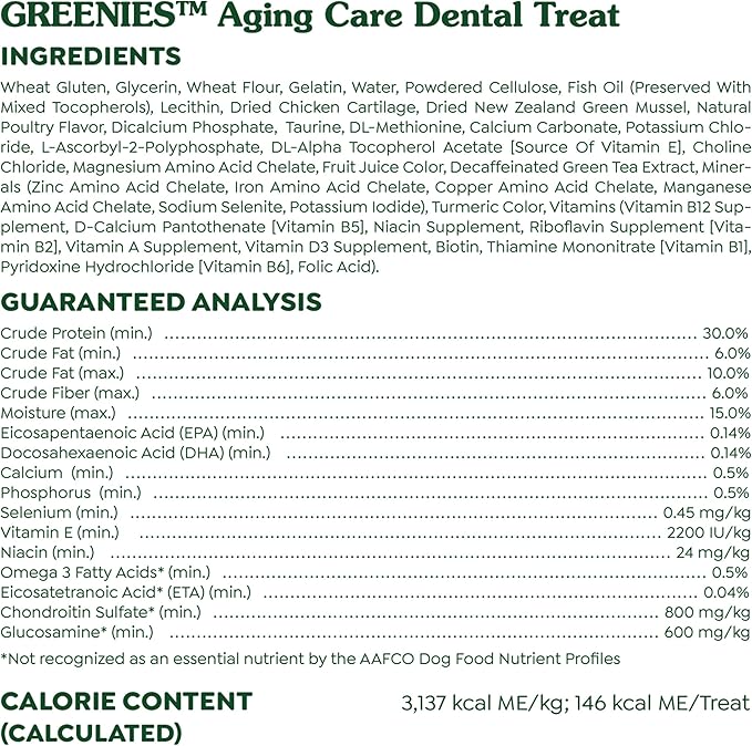 Greenies Aging Care Large Dental Dog Treats, 27 oz. Pack (17 Treats)