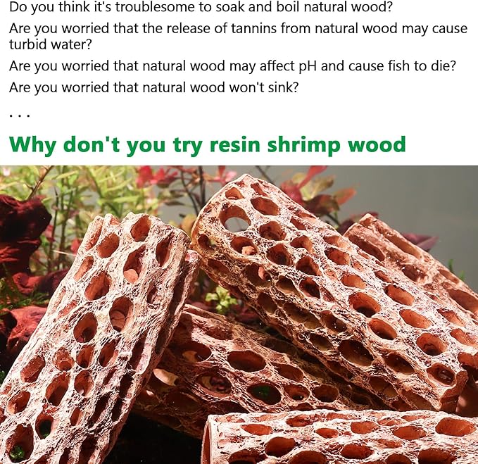 5.9“ Resin Cholla Wood Aquarium Décor Wood- Realistic Shrimp Hideout & Climbing Toy (1-Pack / 2-Pack) (1 PCS)