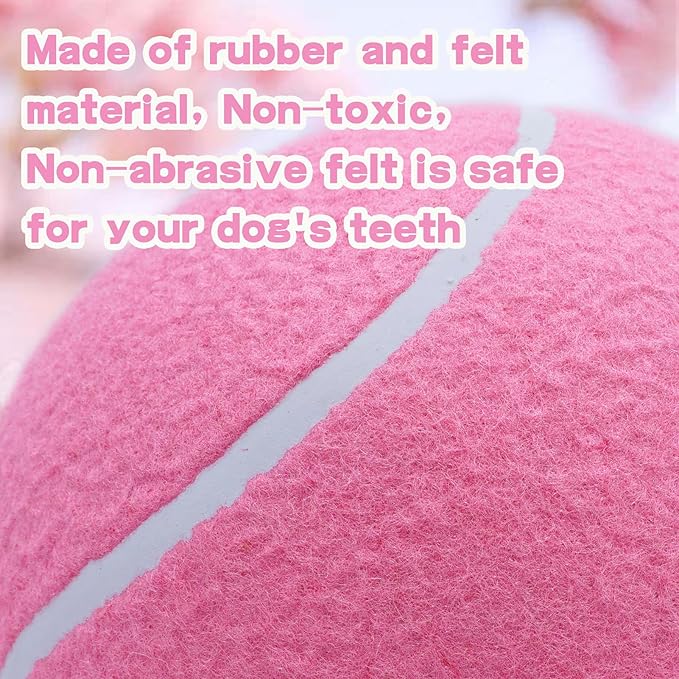 Large Dog Tennis Ball,9.5" Giant Doy Sport Ball Toy,Pet Birthday Present Interactive Dog Toys for Small Medium Large Dog (Pink)