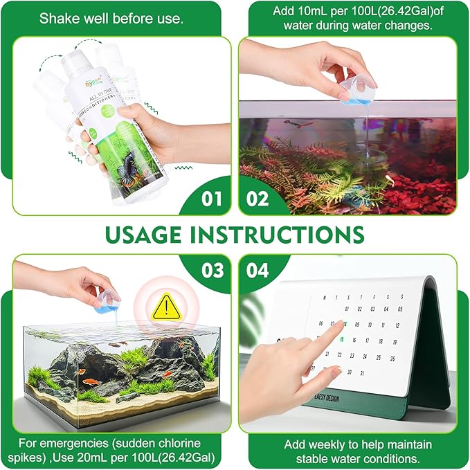 hygger Aquarium Water Conditioner for Freshwater, Neutralizes Chlorine, Chloramines, Reduce Heavy Metals, Ammonia & Nitrite, Safe for Fishes and Plants, 500 ML