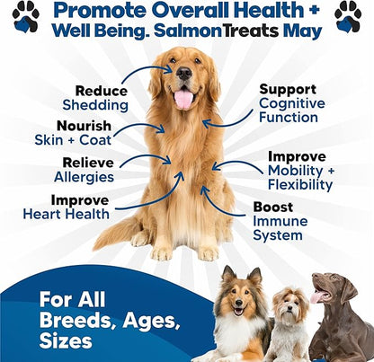 Wild Alaskan Salmon Oil for Dogs - Dog Skin and Coat Supplement - Shedding & Itch Relief for Dogs - Omega 3 Fish Oil for Dogs Chews - 120 Dog Allergy Chews - Dog Shedding Supplement - Dog Vitamins