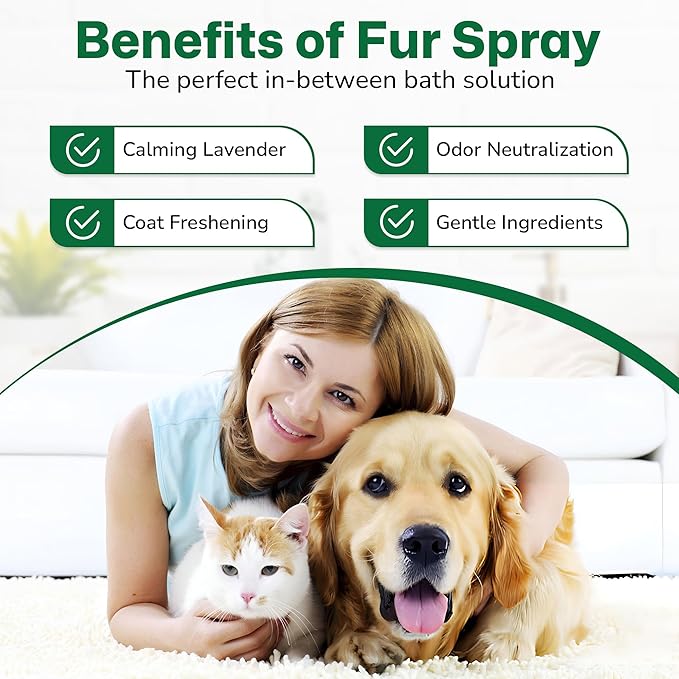 Premium Fur Freshener | Dog Spray & Deodorizer Perfume | Refreshing & Calming Lavender Scent for in Between Baths | Odor Eliminating for Dogs & Cats | 8.45 oz