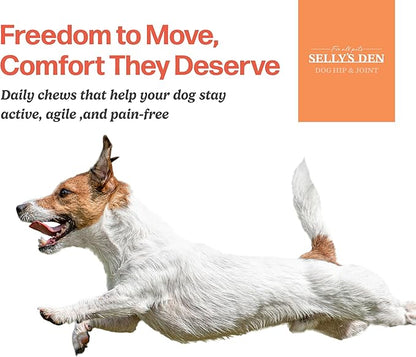 Selly_ Den Hip & Joint Support for Dogs  Chicken Flavor Soft Chew Supplement  Glucosamine, Chondroitin & MSM for Mobility & Joint Health  Made in USA  90 Count, 6.5 Oz
