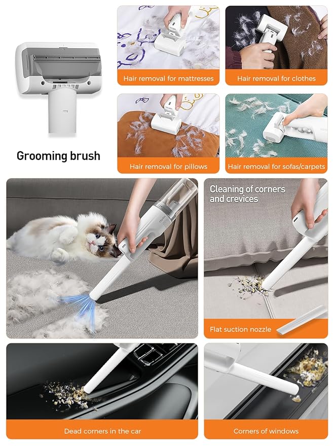 Dog Vacuum for Shedding Grooming, Pet Grooming Vacuum for Dogs, Cat Grooming Supplies, Vacuum Pet Hair Remover Tool with Slicker Deshedding Dog Brush for Shedding Dematting Comb Kit