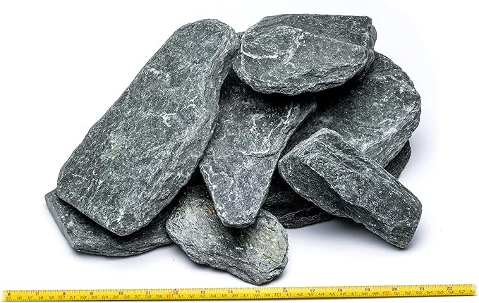 Natural Slate Stone for Aquariums, Fish Tanks, Terrariums, Aquascaping and Amphibian Enclosures, Mix of Large and Medium Size Rocks - by SubstateSource (10 Pounds, Black River)