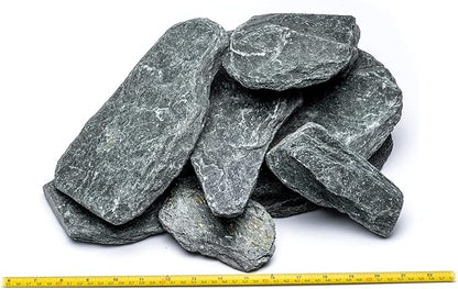 Natural Slate Stone for Aquariums, Fish Tanks, Terrariums, Aquascaping and Amphibian Enclosures, Mix of Large and Medium Size Rocks - by SubstateSource (10 Pounds, Black River)