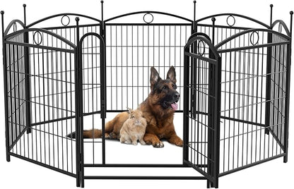 32" H Dog Crate Dog Playpen 8 Panels Furniture Heavy Duty Dog Fence Door with Side Openings,for Large Medium Small Dogs Indoor Outdoor Foldable Pet Exercise Pen,Black