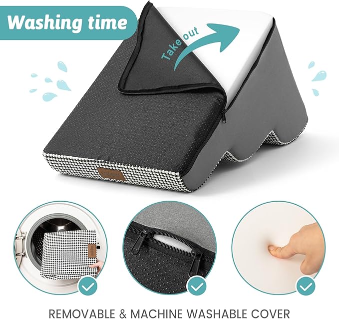 Dog Stairs for Small Dogs 19.7" H, Pet Step with Leakproof Cover, High Density Foam Cat Ramp for Bed, Couch or Sofa, Lightweight, Durable, Comfort, 15.7x28.3x19.7 inch, 4 Tiers, White Black