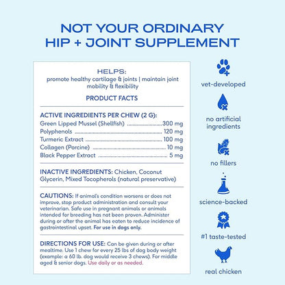 Native Pet Pain Relief for Dogs - Collagen for Dogs Promotes Joint Health, Reduce Inflammation & Stiffness - Senior Pup Joint Supplement - Natural Pain Reliever for Active & Aging Pets - 30 Chews