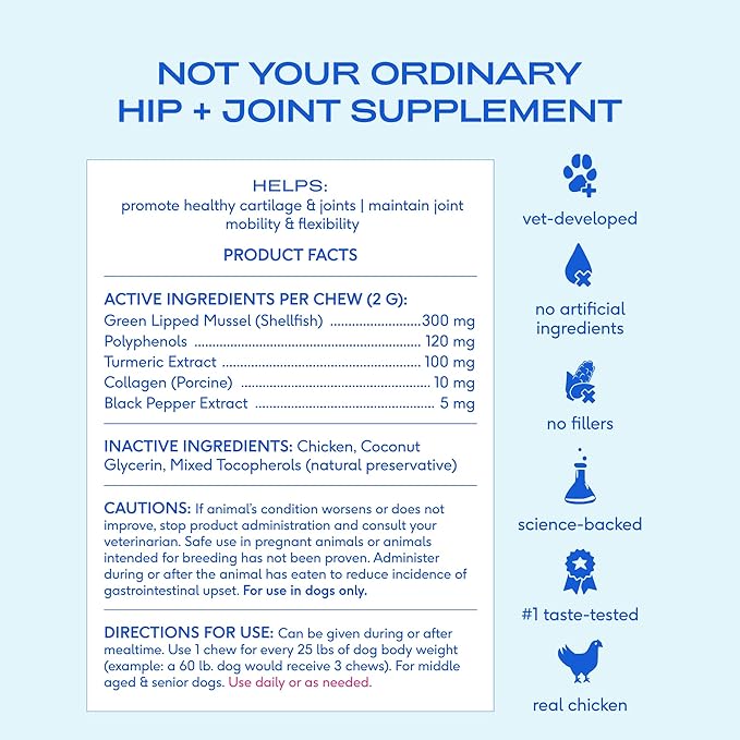 Native Pet Pain Relief for Dogs - Collagen for Dogs Promotes Joint Health, Reduce Inflammation & Stiffness - Senior Pup Joint Supplement - Natural Pain Reliever for Active & Aging Pets - 120 Chews