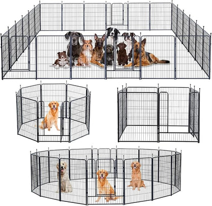 Dog Playpen,Portable Outdoor Dog Fence, Dog Playpen for Large/Medium/Small Dogs, Dog Fences for The Yard,with Doors Foldable Metal (40 inch, 24 Panels)