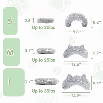 Pillow for Cats & Puppy, Cat Neck Pillow Soft Fluffy Pet Calming Toy Half Donut Cuddler, U-Shaped Pillow for Pet, Joint Relief Sleeping Improve (Glow Grey, S)
