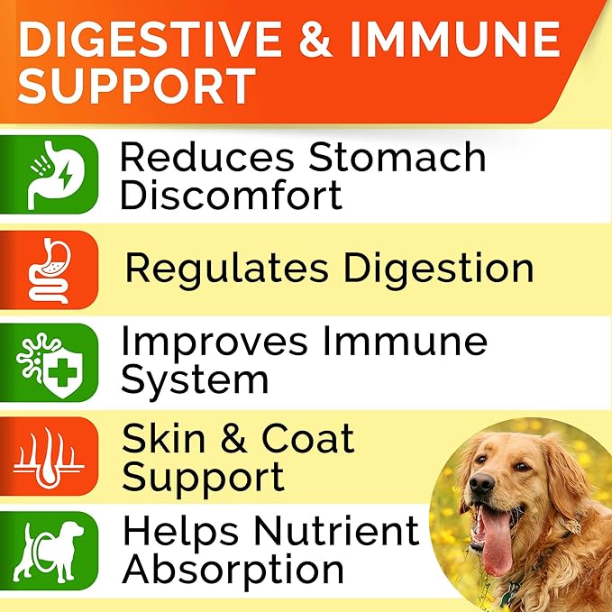 STRELLALAB Dog Probiotics Chews for Digestive Health & Gut Support with Yeast and Enzymes - Anti Gas, Diarrhea and Upset Stomach Immune Supplement - Digestion Treats with Fiber (240Ct, Chicken)