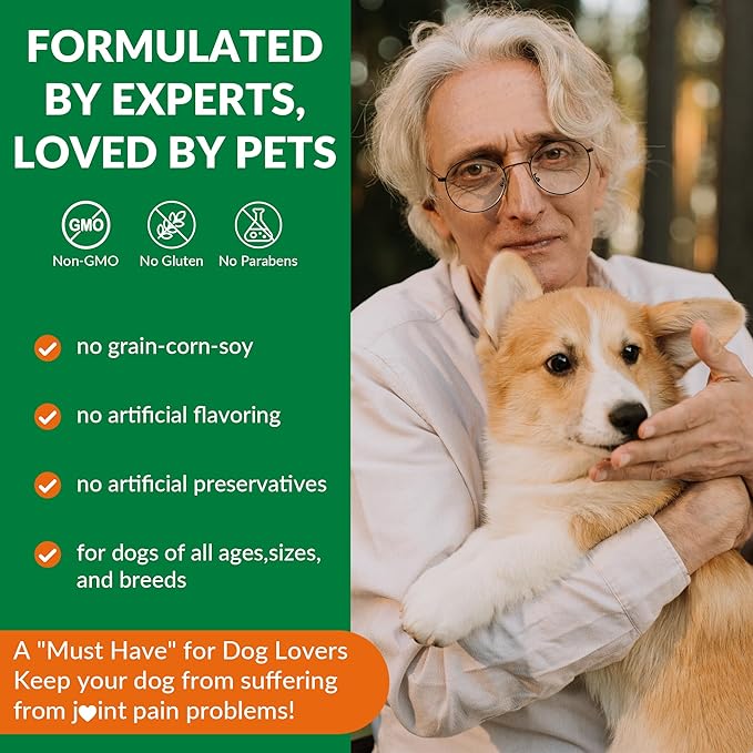 Glucosamine for Dogs Hip and Joint Supplement Chews,Mobility Support Supplement -Glucosamine chondroitin-MSM，Hip & Joint Support-Digestion,Probiotics-120 Chews