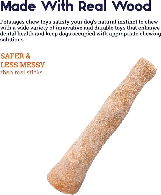 Petstages Dogwood Puppy Durable Dog Chew Toys, Real Wood & Teething Bone, 2-Pack, Small