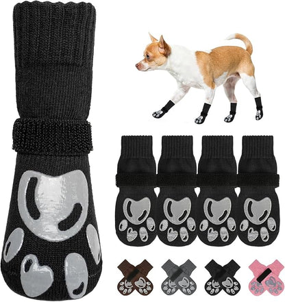 BEAUTYZOO Dog Socks, Non Slip Dog Socks to Prevent Licking Paws -Dog Shoes for Hot/Cold Pavement, Dog Boots & Paw Protectors, Dog Booties for Hardwood Floors, Small Medium Large Senior Dogs