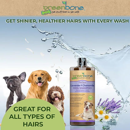 Pet Spa Lavender & Chamomile Dog Shampoo - Calming, Soothing, Gentle Grooming Solution, 33 fl oz, Safe & Natural Formula