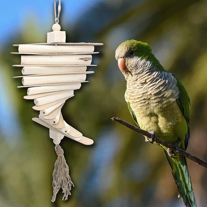 1116 Natural Sola Stick Stack - Handcrafted Hanging Bird cage Toy, Natural sola Wood Sticks, Natural Wooden Sticks, Parts can Turn Around Center, Chewing Fun for Small and Medium Size pet Birds
