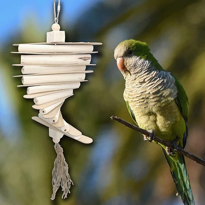 1116 Natural Sola Stick Stack - Handcrafted Hanging Bird cage Toy, Natural sola Wood Sticks, Natural Wooden Sticks, Parts can Turn Around Center, Chewing Fun for Small and Medium Size pet Birds