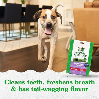 Greenies Regular Dental Dog Treats, Blueberry Flavor, 12 oz. Pack (12 Treats)