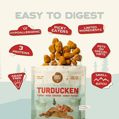 Smart Cookie Turducken Holiday Dog Treats - Turkey, Duck and Chicken Christmas Dog Treats - Healthy, All Natural, Grain Free, Human-Grade - Made in USA - 5oz (Pack of 3)