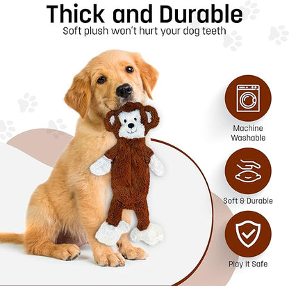 FGA MARKETPLACE Monkey - Frog Flat NO Stuffing NO Squeak Plush Dog Toy, Funny Style Will Entertain Your Dog for Hours, Recommended for Small and Medium Dog 21 INCH Long