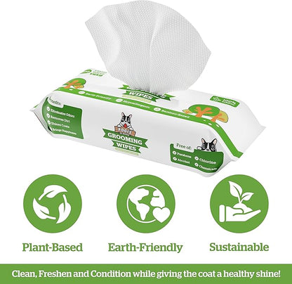 Pogi's Pads n' Wipes Bundle - 50 Large Doggy Training Pads with Sticky Tabs (24 x 24 inches) and 100 Plant-Based, Hypoallergenic Pet Wipes for Dogs