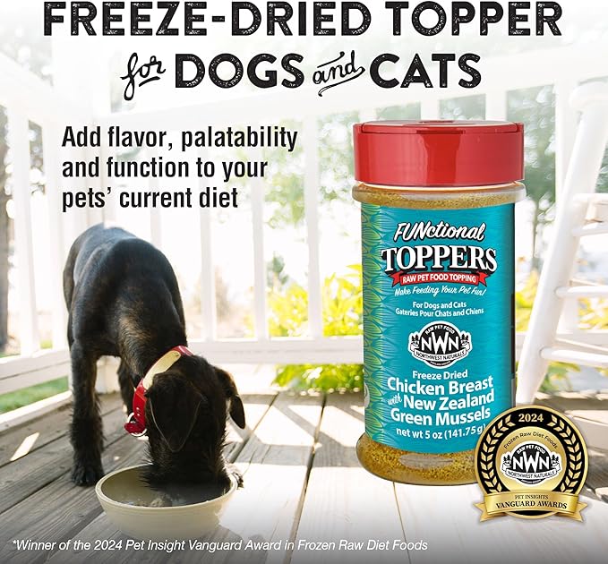 Northwest Naturals Freeze-Dried Chicken Breast with Green Lipped Mussels - Functional Topper - for Dogs and Cats - Limited Ingredients, Human Grade, All Natural - 5 Oz (Pack of 2)